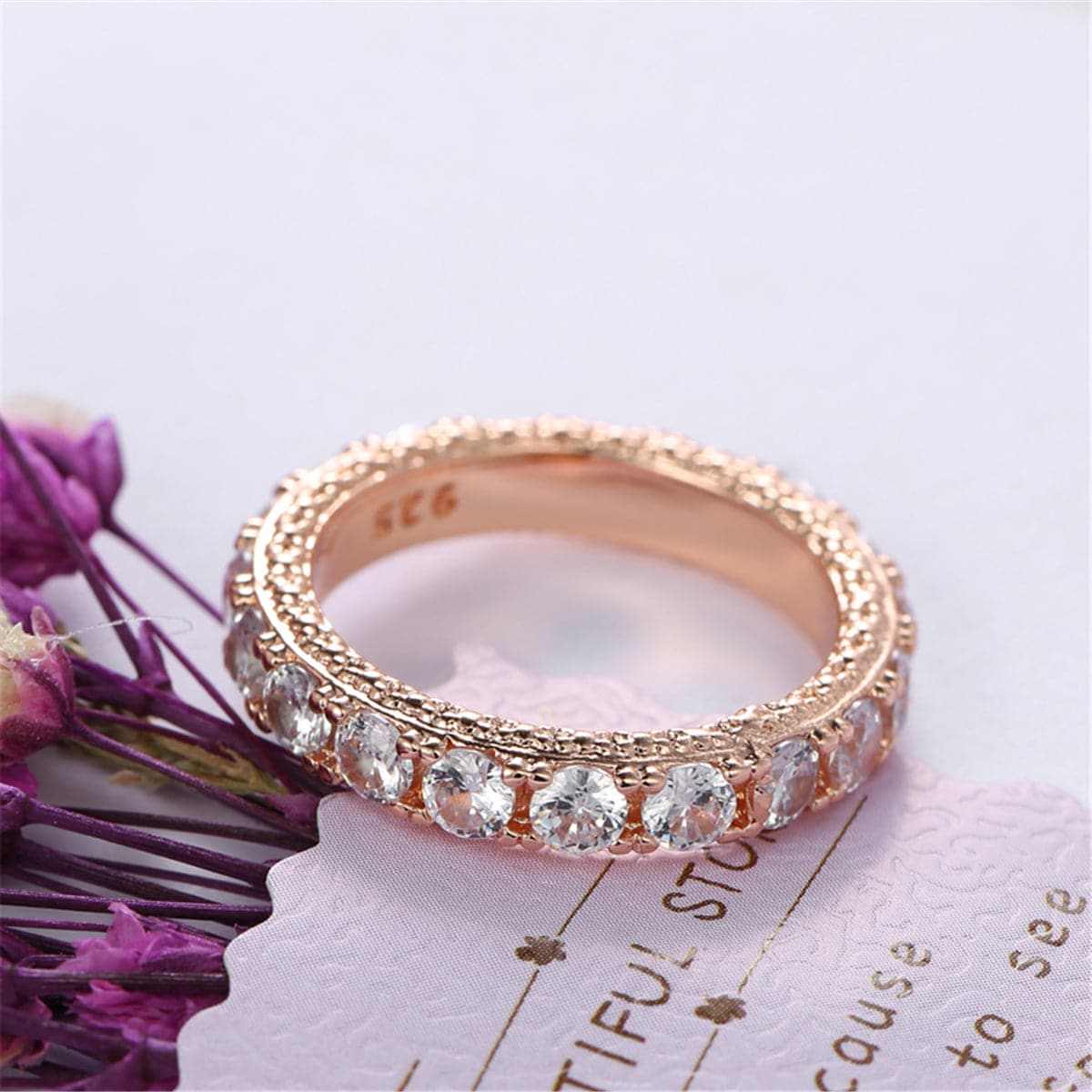 Cubic Zirconia & Rose Goldtone Eternity Ring