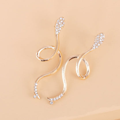 Cubic Zirconia & Goldtone Snake Drop Earrings