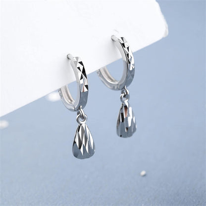 Silvertone Drop Huggie Earring