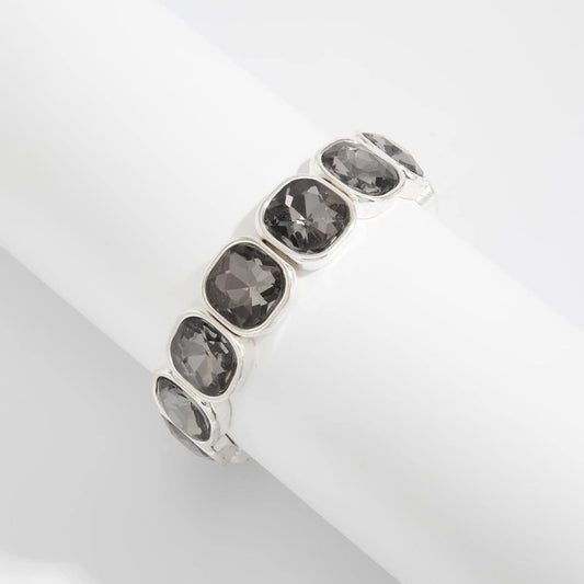 Crystal & Silvertone Square Station Tennis Bracelet