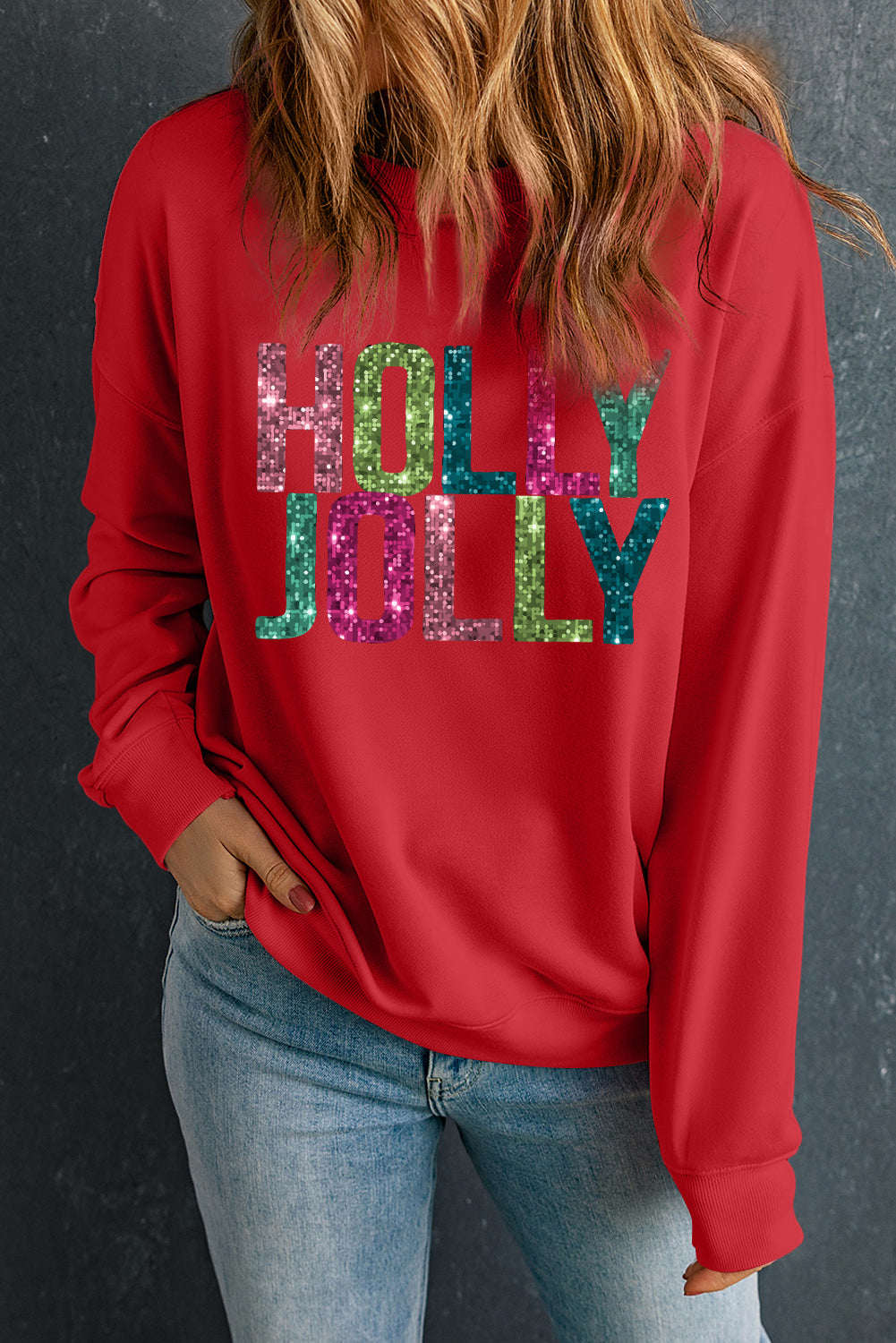 Junora Jolly Printing Christmas Pullover - Red / 2XL - 20/22