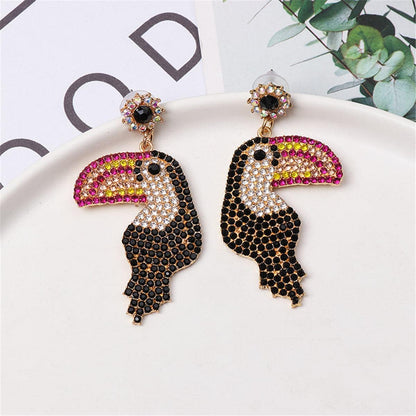 Red & Brown Cubic Zirconia Toucan Drop Earrings