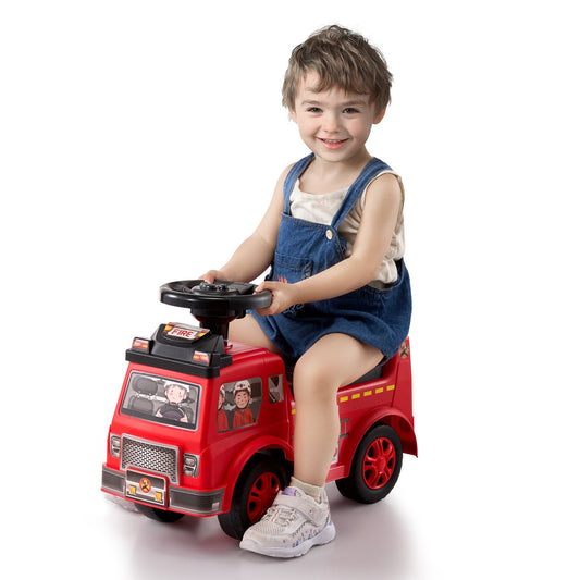 VEVOR Ride On Push Car for Toddlers, Ages 1-3, Ride Racer, Sit to Stand Toddler Ride On Toy, Classic Kids Ride On Car with Music Steering Wheel & Under Seat Storage, Ride On Toy for Boys Girls, Red - Multicolor