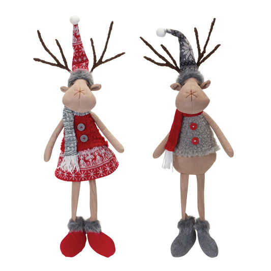 Melrose International Plush Winter Deer Shelf Sitter (Set of 2)