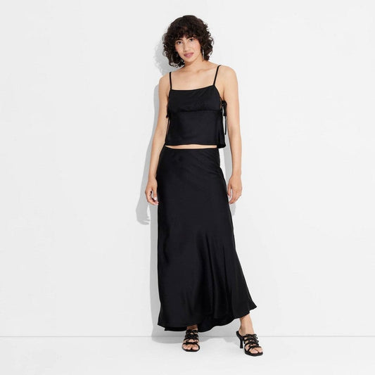 Women'S Satin Trumpet Maxi Skirt - Wild Fable™ Black Xs