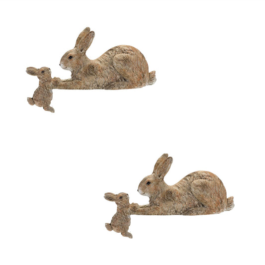 Melrose International Stone Mother Rabbit and Baby Bunny Self Sitter (Set of 2)