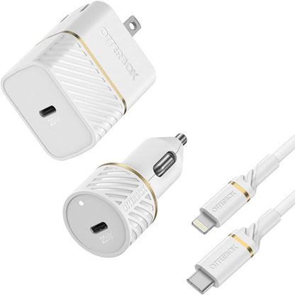 Otterbox Lightning to Usb-C Fast Charge Wall and Car Charging Kit, 20w - White