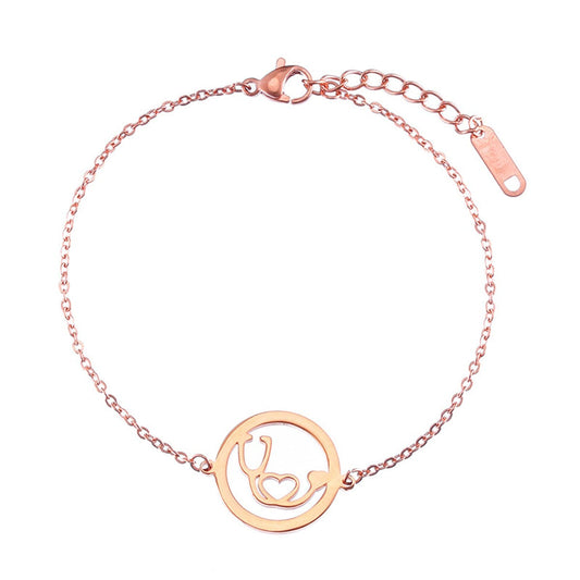 Rose Goldtone Stethoscope Charm Bracelet