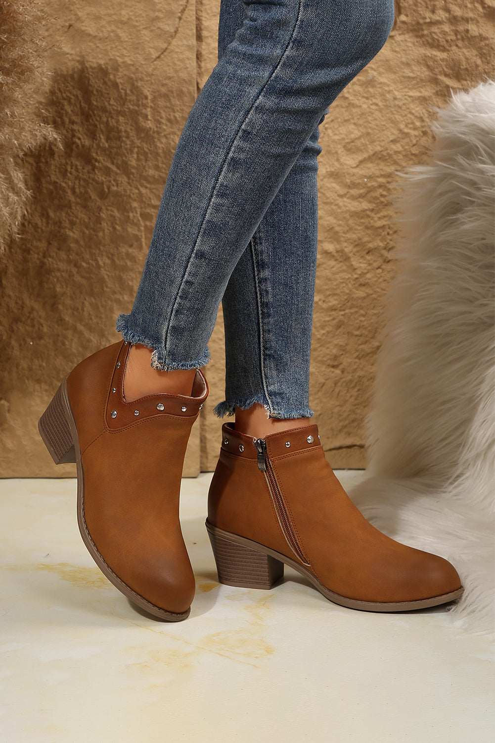 Threaded Pear Melody Studded Ankle Boots