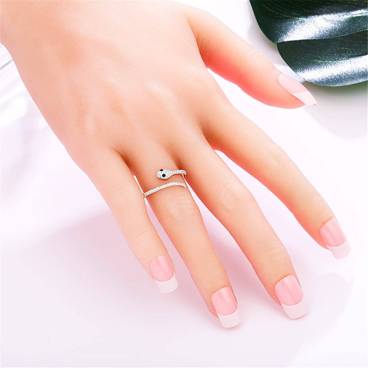 Cubic Zirconia & Rose Goldtone Snake Ring