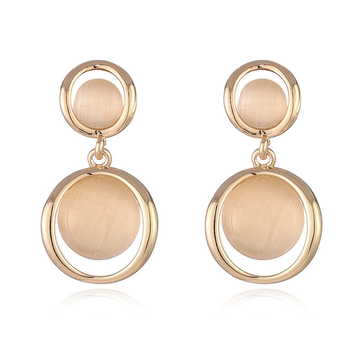Cat's Eye & Goldtone Round Drop Earrings