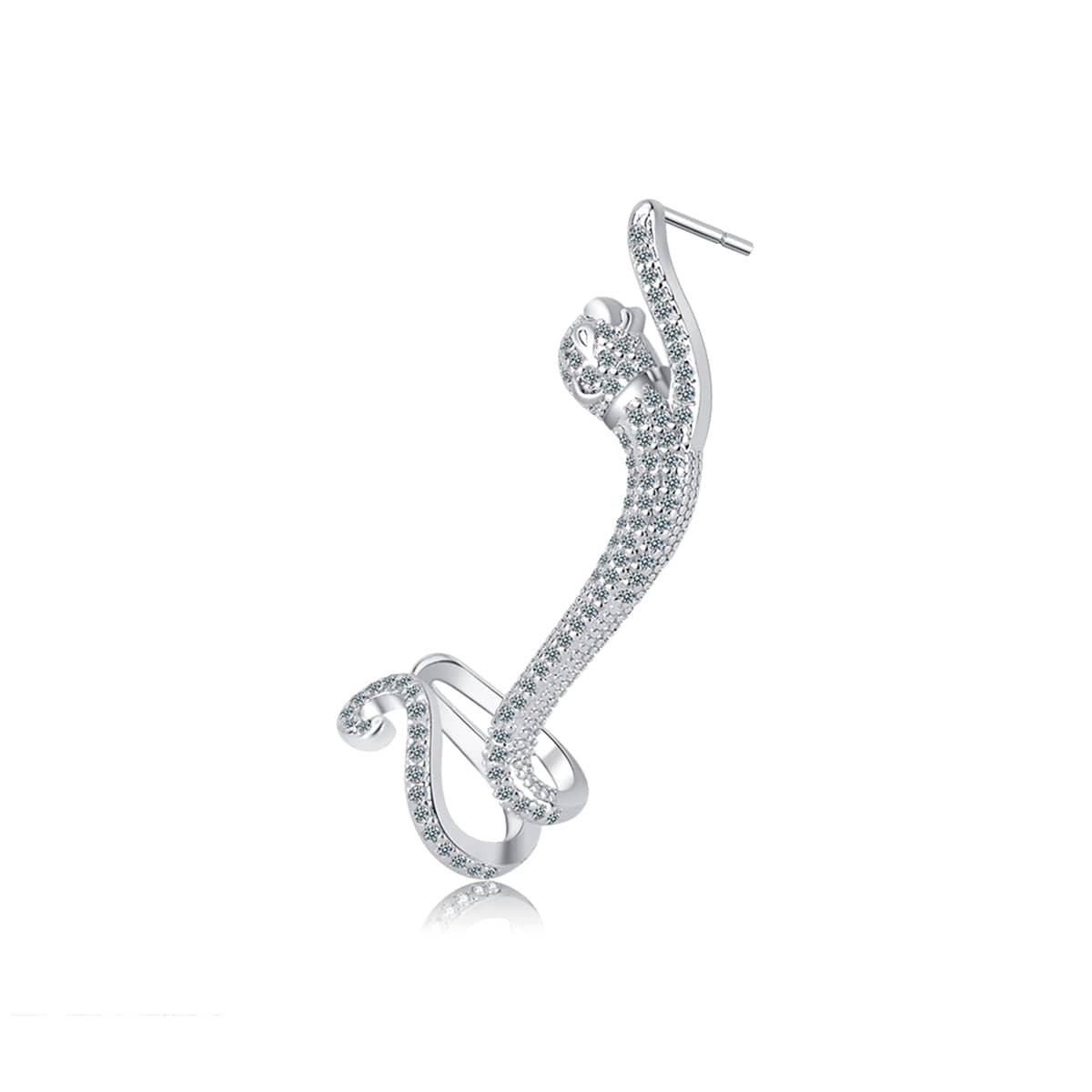 Cubic Zirconia & Silvertone Leopard Ear Climber