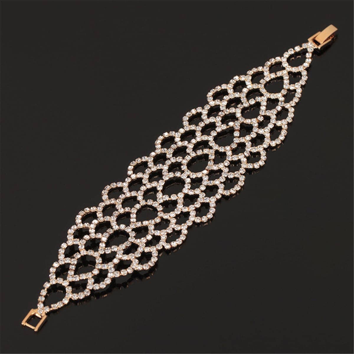 Cubic Zirconia & Goldtone Open Drop Bracelet