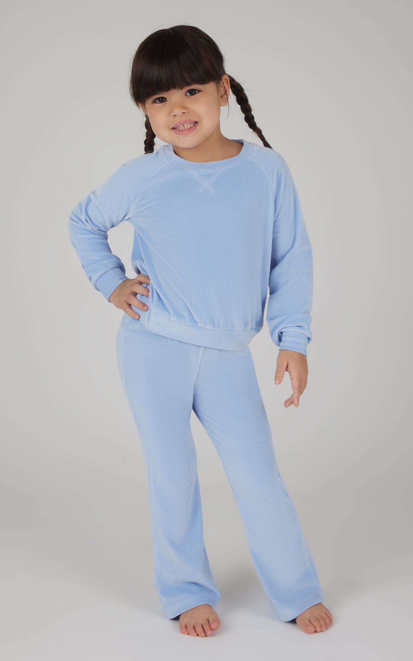 4-6X 2 PC Ribbed Velour Top and Flare Leg Pant