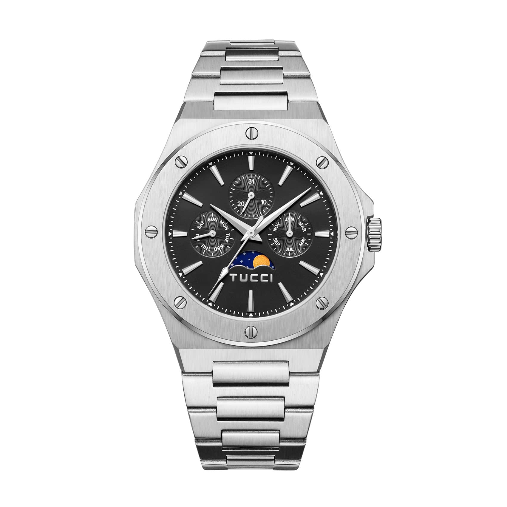 Silver Tone Black-