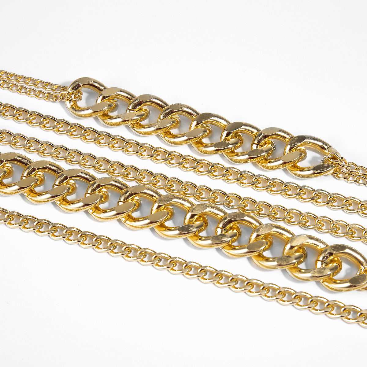 Goldtone Curb Chain Layered Statement Necklace