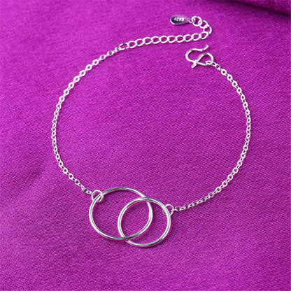 Silvertone Interlocked Circle Anklet