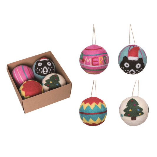 Foam 7.09 in Multicolor Christmas Tufted Ornament Set of 4 Craft Package for Tree Decorations