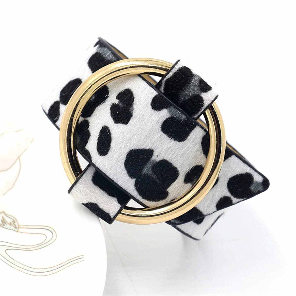White Polyurethane & Goldtone Leopard-Print Bracelet