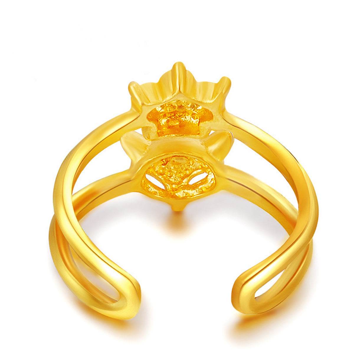 Goldtone Fox & Crown Openwork Layered Ring