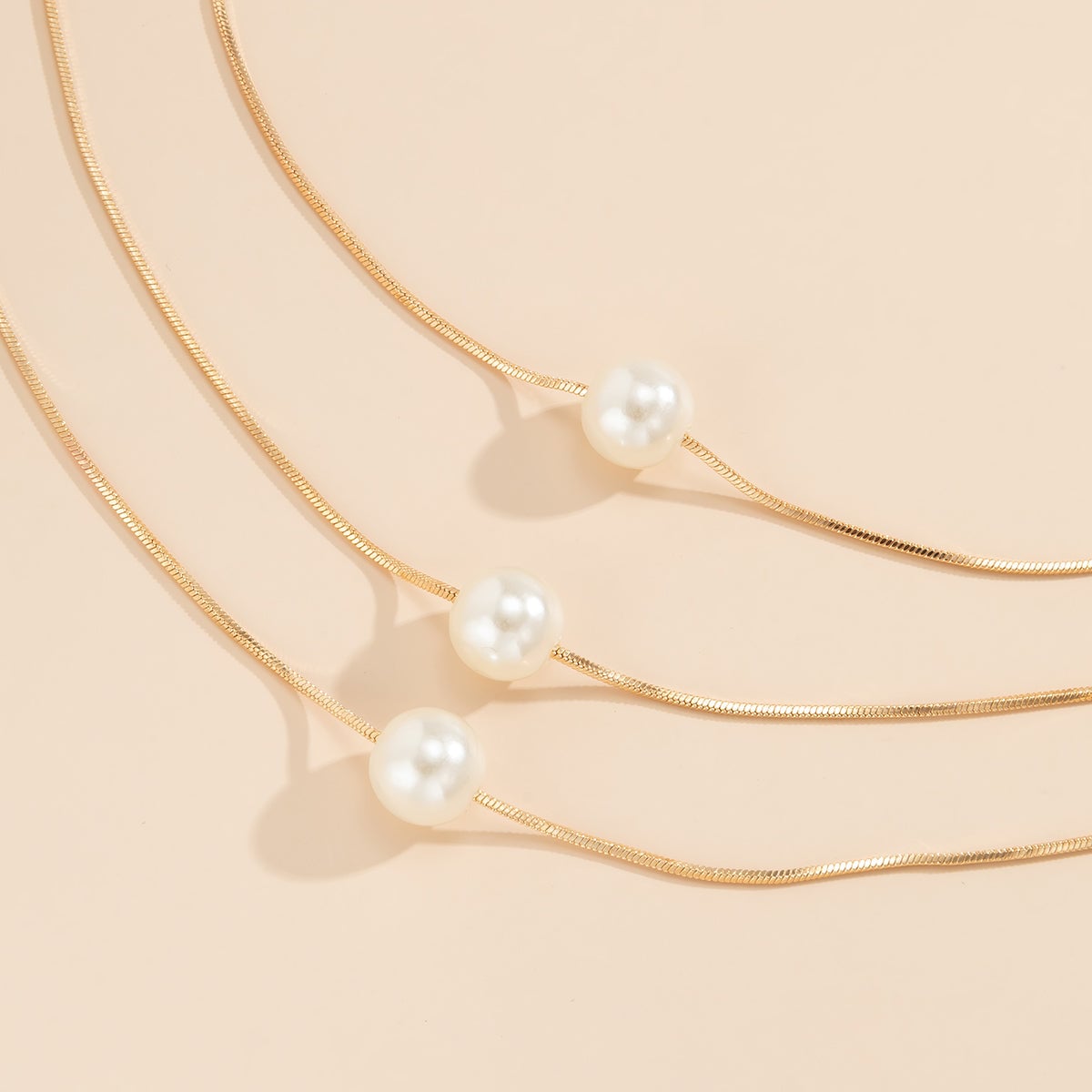 Pearl & Goldtone Layered Necklace Set