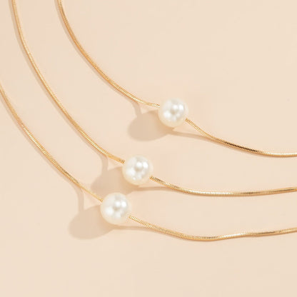Pearl & Goldtone Layered Necklace Set
