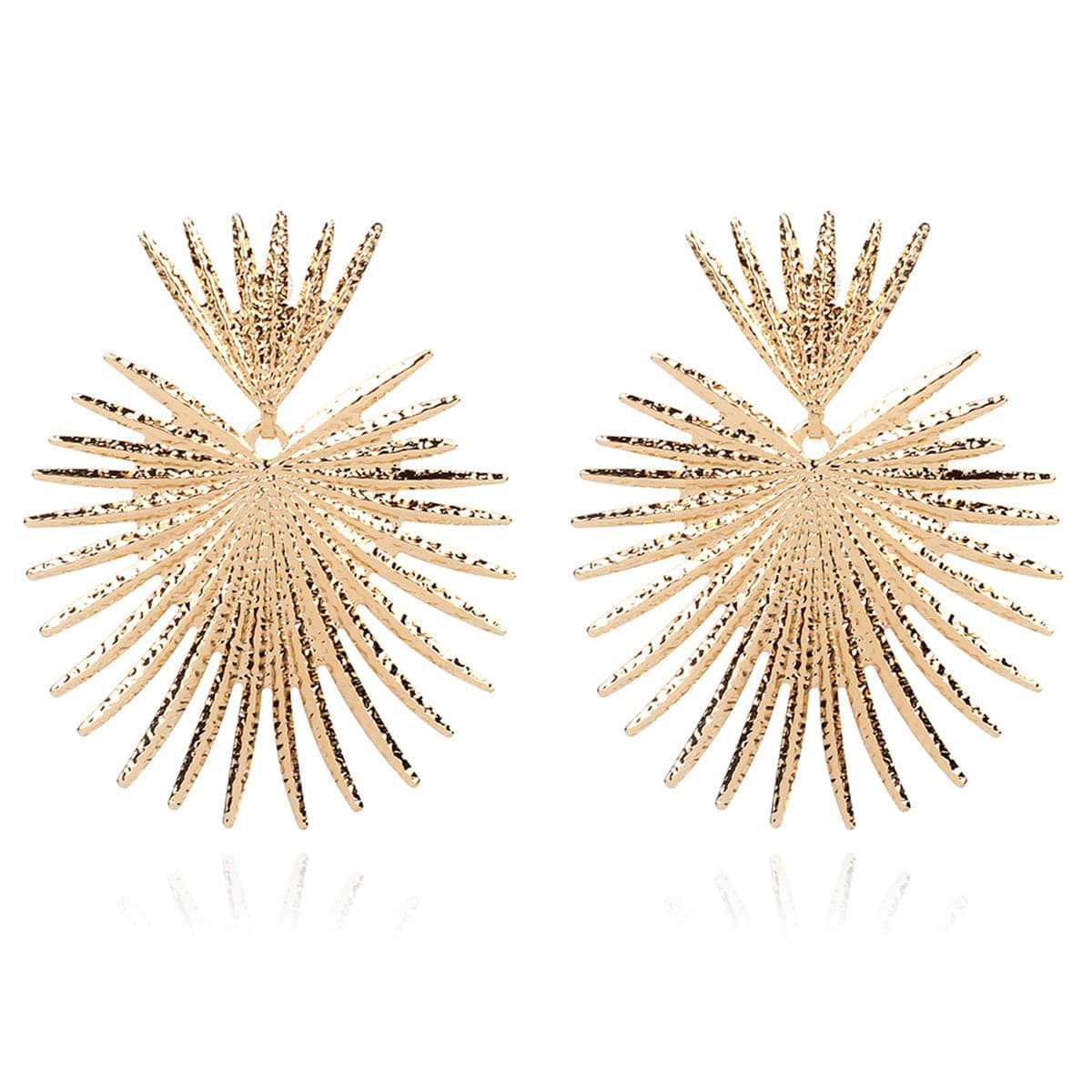 Goldtone Heart Burst Drop Earrings