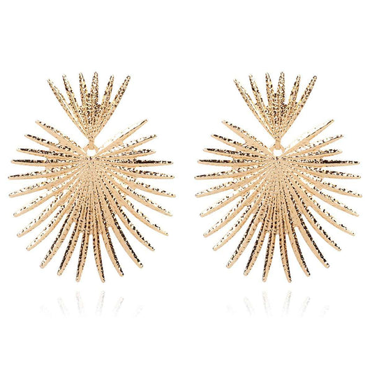 Goldtone Heart Burst Drop Earrings