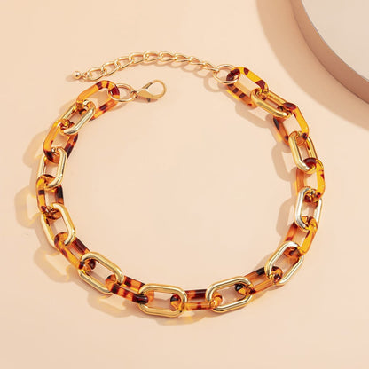Tan Resin & Goldtone Leopard-Print Choker Necklace