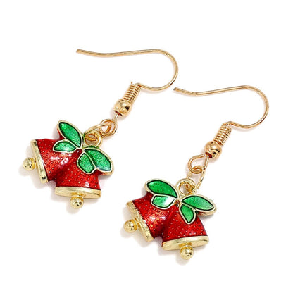 Red & Goldtone Bell with Bow Drop Earrings