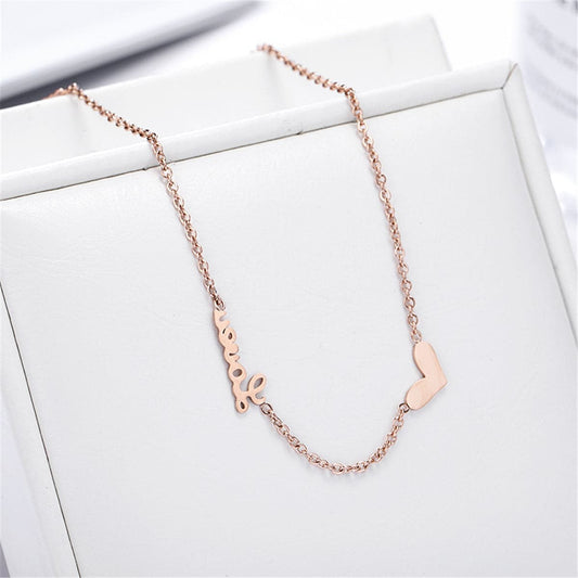 Rose Goldtone Heart 'Love' Anklet