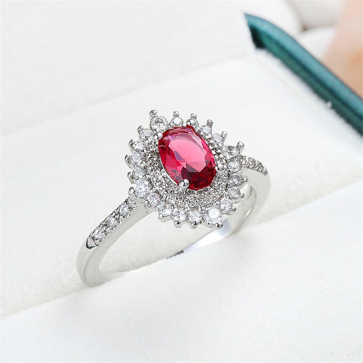 Rose Crystal & Cubic Zirconia Flower Band Ring