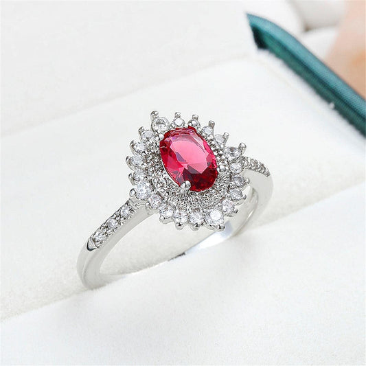 Rose Crystal & Cubic Zirconia Flower Band Ring