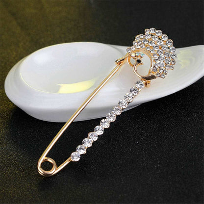 Cubic Zirconia & Goldtone Pin Brooch-3