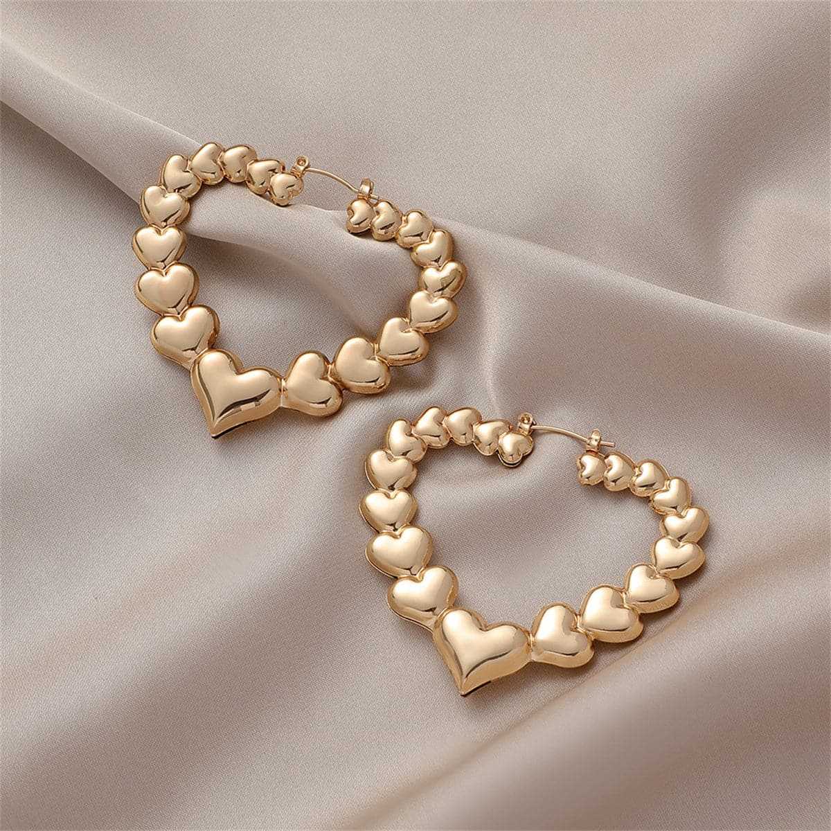 Goldtone Hearts Hoop Earrings