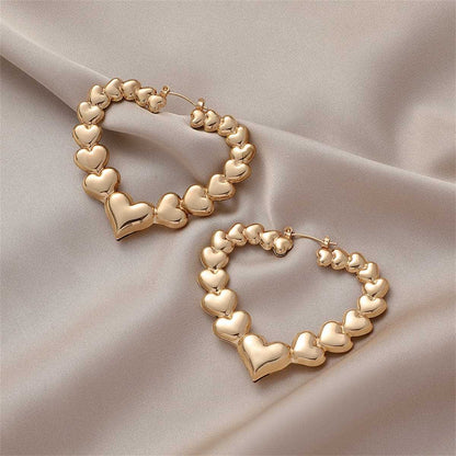 Goldtone Hearts Hoop Earrings