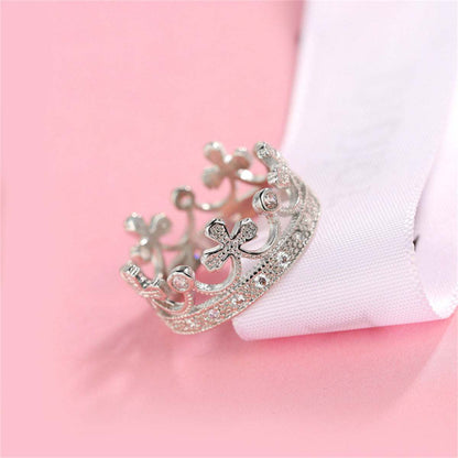 Cubic Zirconia & Silvertone Crown Band-2