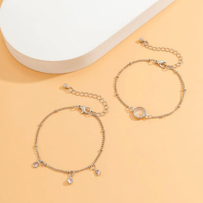 Crystal & Silvertone Station Bracelet Set