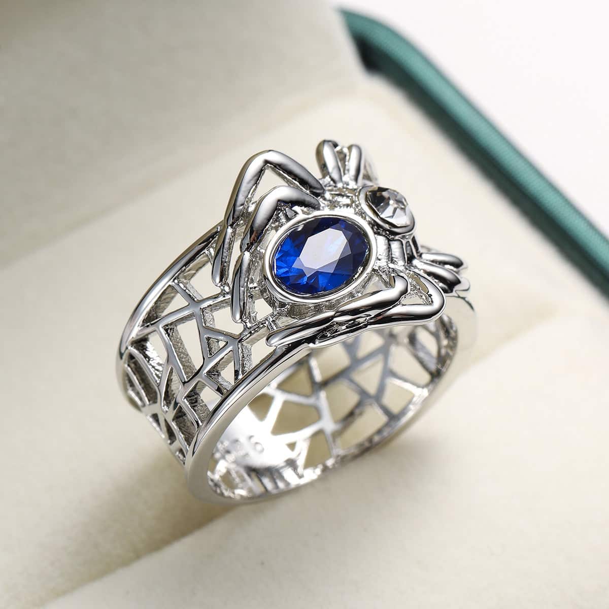 Navy Crystal & Cubic Zirconia Spider Band-1