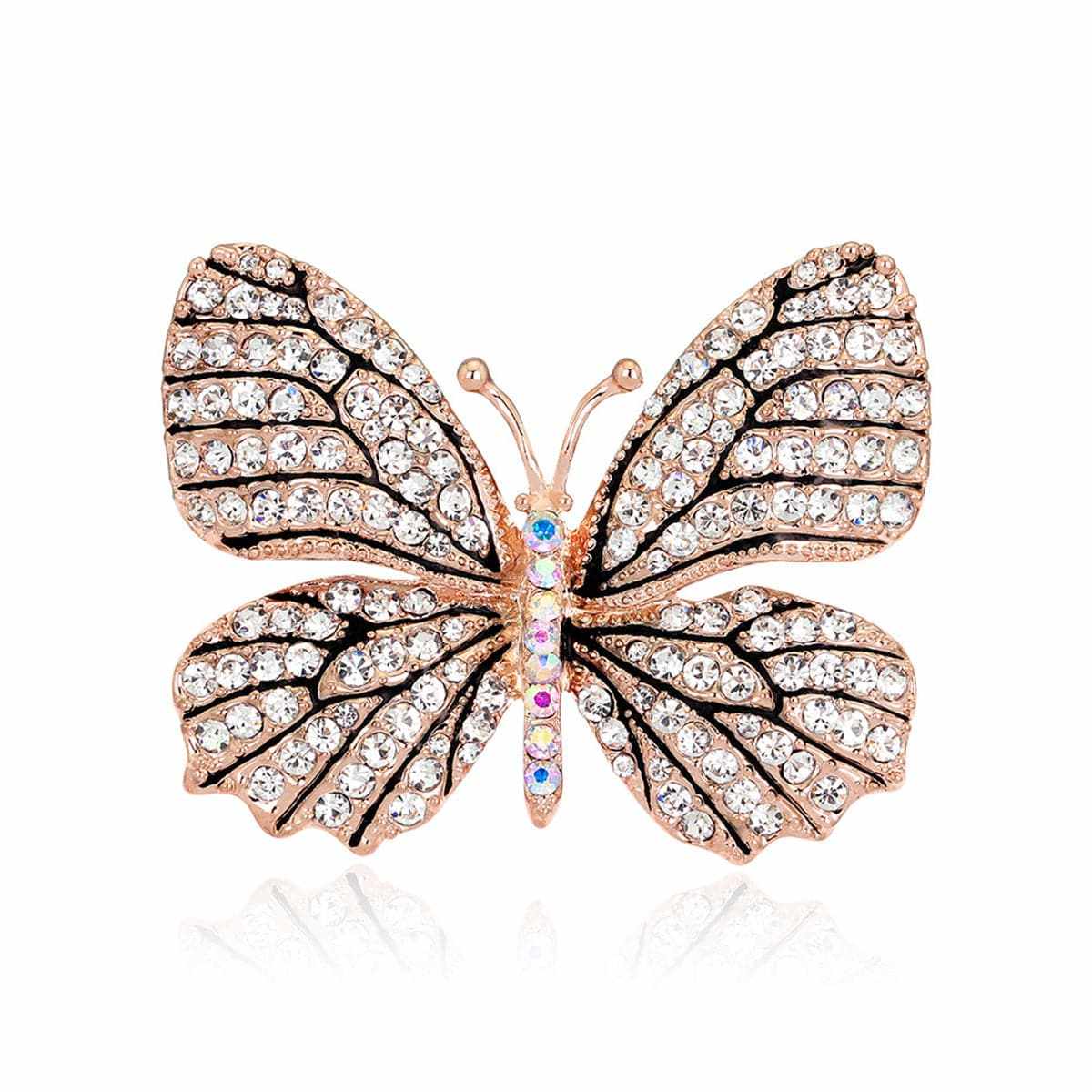 Cubic Zirconia & Goldtone Butterfly Brooch-4