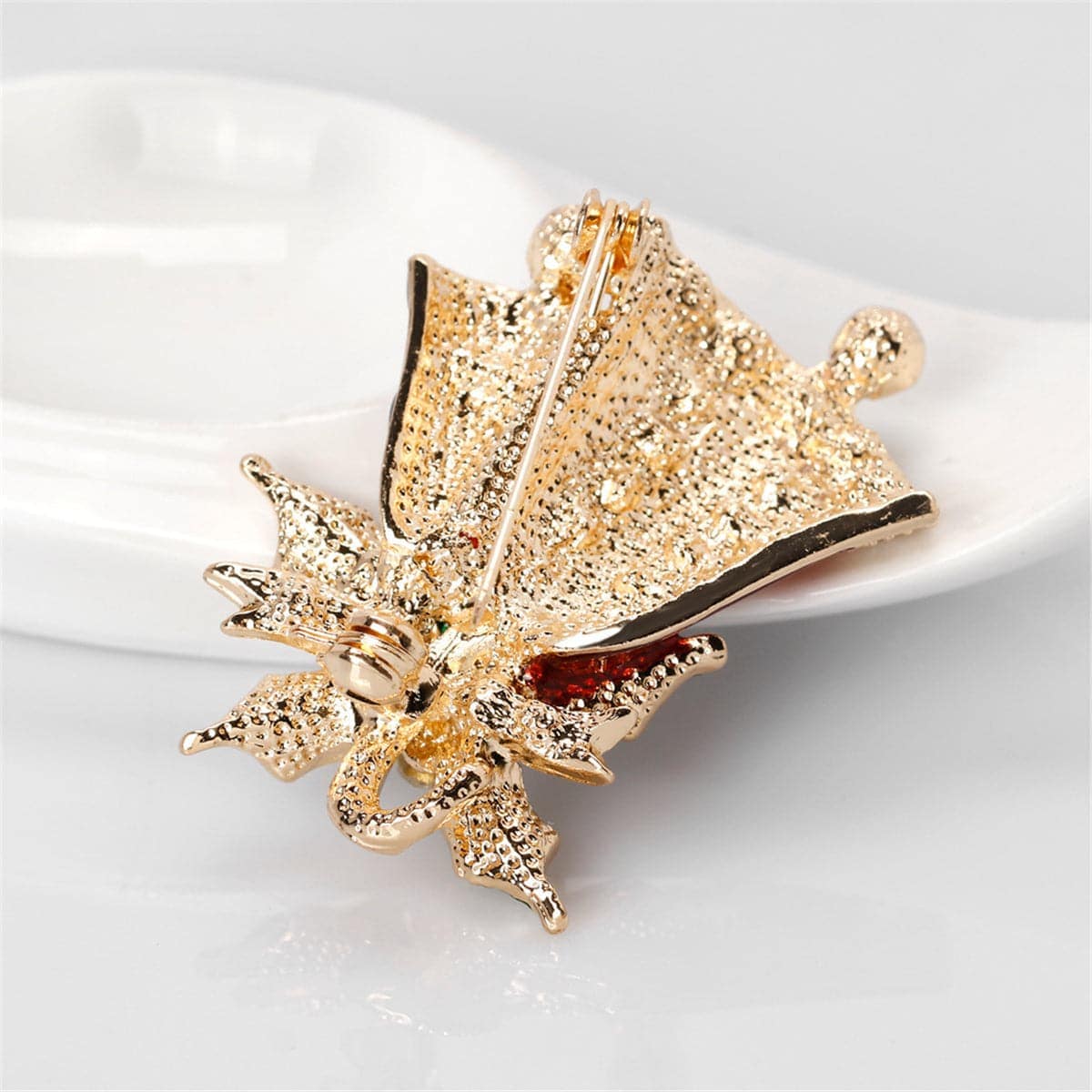 Cubic Zirconia & Goldtone Stripe Dual Bell Brooch