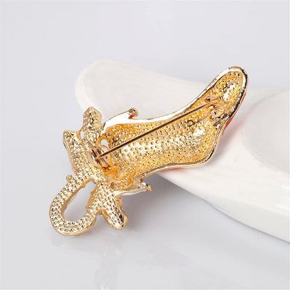 Cubic Zirconia & Goldtone Botany Stocking Brooch