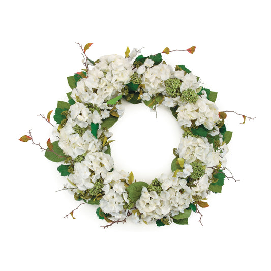 Melrose International Hydrangea and Seedum Floral Wreath 32"D