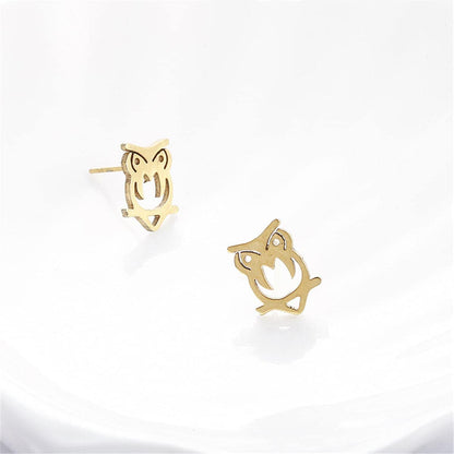 Goldtone Owl Stud Earrings