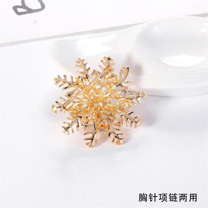 Pearl & Goldtone Snowflake Brooch