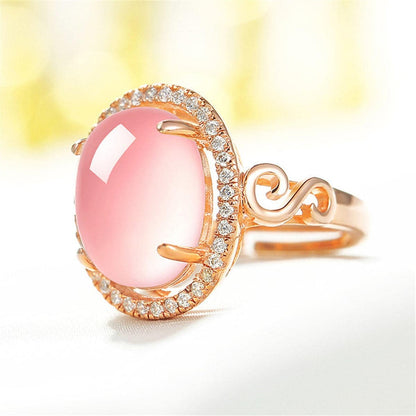 Ross Quartz & Cubic Zirconia Oval Halo Embossed Ring