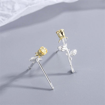 Two-tone Rose Stud Earrings