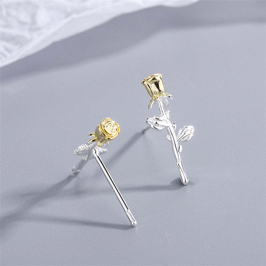 Two-tone Rose Stud Earrings