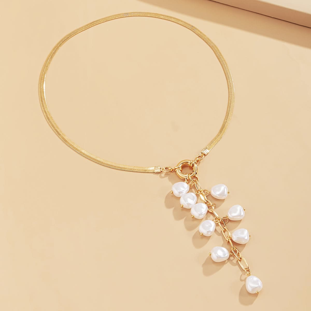 Pearl & Goldtone Ear of Wheat Pendant Necklace
