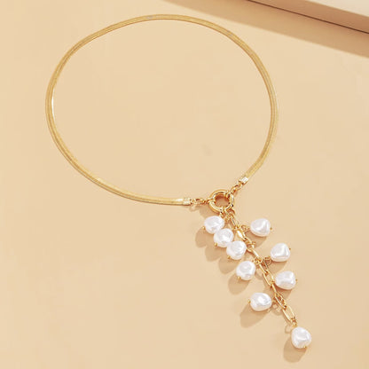 Pearl & Goldtone Ear of Wheat Pendant Necklace